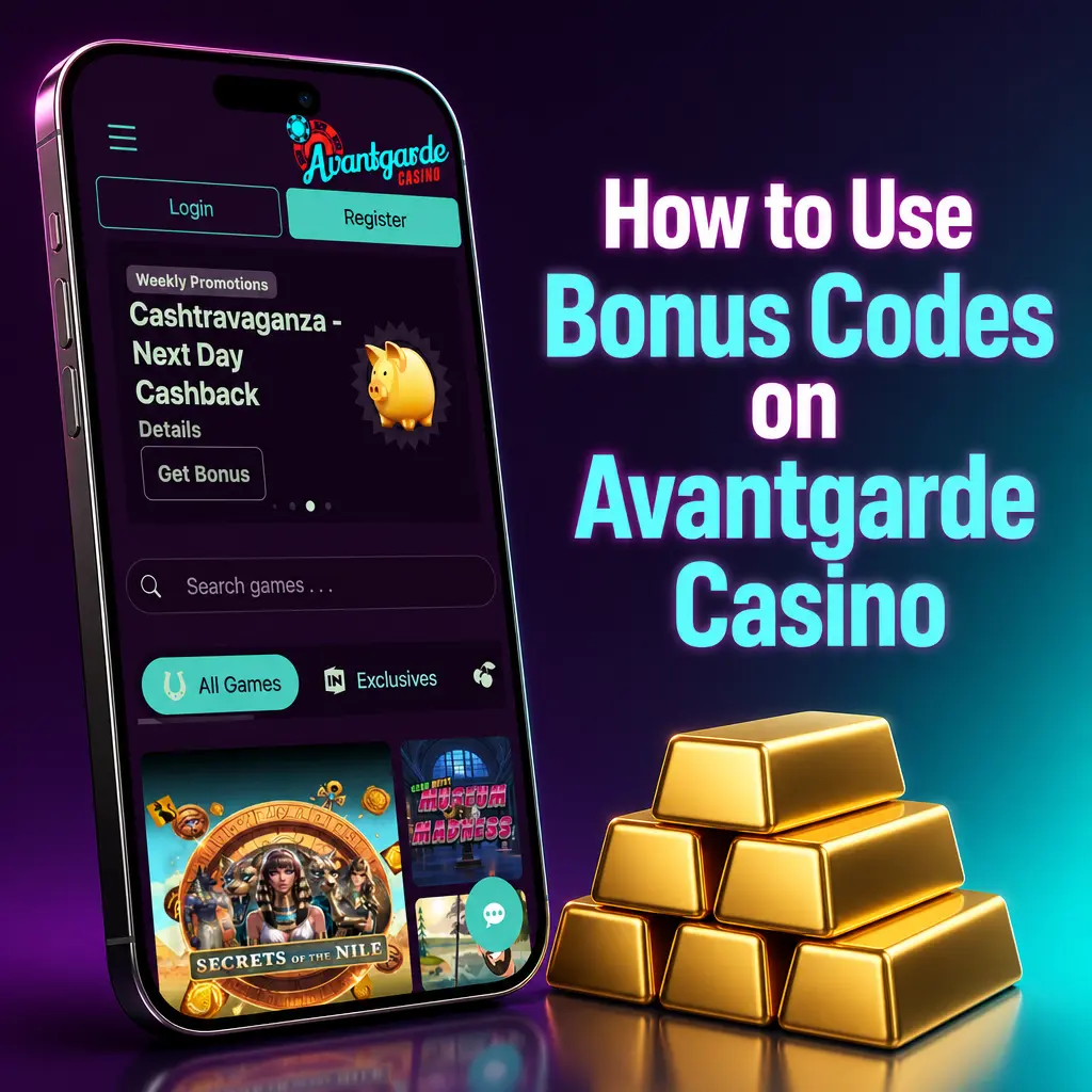 Entering a bonus code at the Avantgarde Casino cashier