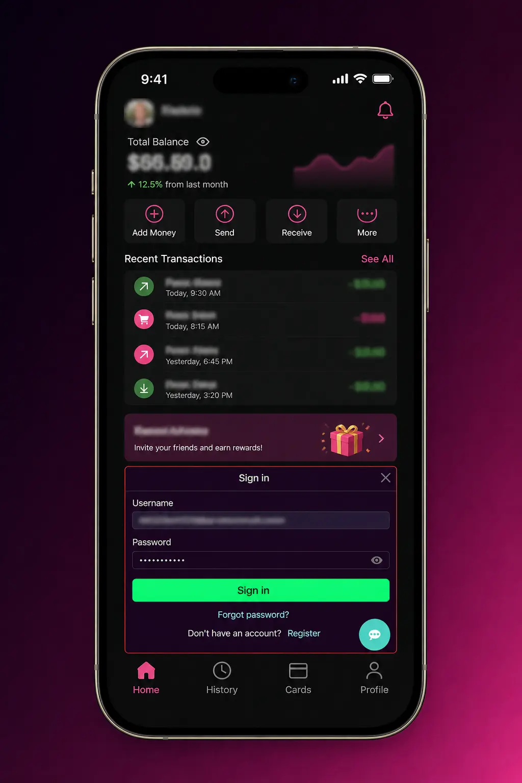 Avantgarde Casino Cashier withdrawal screen