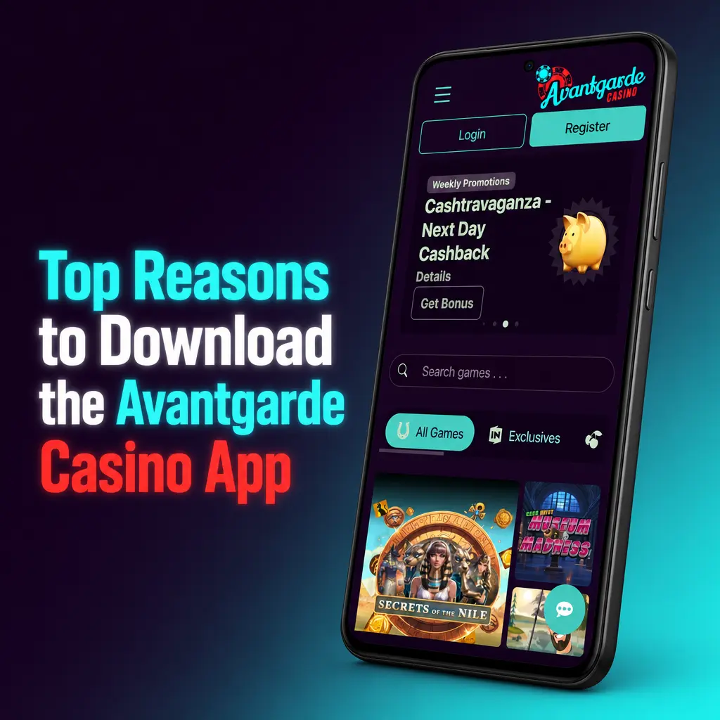 Avantgarde Casino app interface on a mobile phone